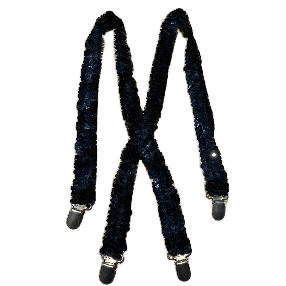 suspenders black stretch sequin